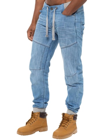 Enzo| Vaqueros Jogger con puños de mezclilla para hombre - azul claro