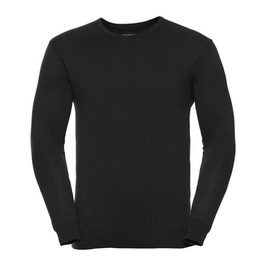 Russell Collection Mens Knitted V Neck Sweatshirt (Black)