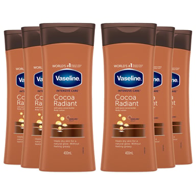 Vaseline Intensive Care Body Lotion Cocoa Radiant 400ml, 6 Pack