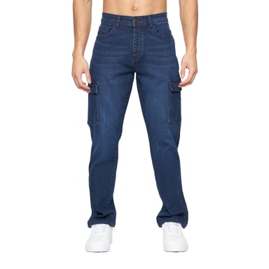 Crosshatch Mens Kremtap Cargo Jeans (Dark Wash)