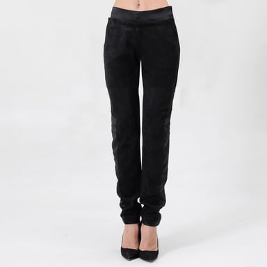 Straight suede and satin pants