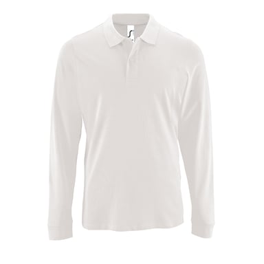 SOLS Mens Perfect Long Sleeve Pique Polo Shirt (White)