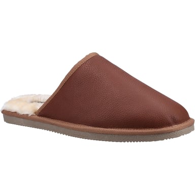 Hush Puppies Mens Coady Leather Slippers (Tan)