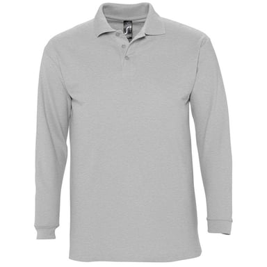 SOLS Mens Winter II Long Sleeve Pique Cotton Polo Shirt (Grey Marl)