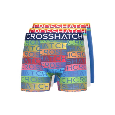 Crosshatch Mens Rainbow Mix Boxer Shorts (Pack of 3) (Blue)