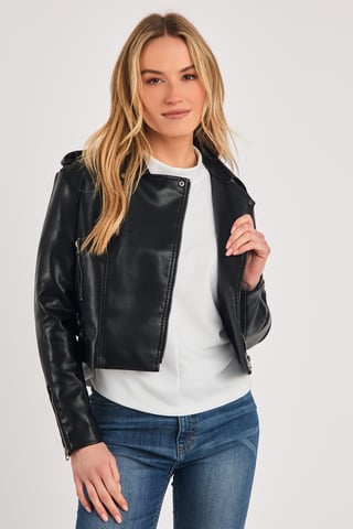 Black Faux Leather Biker Jacket