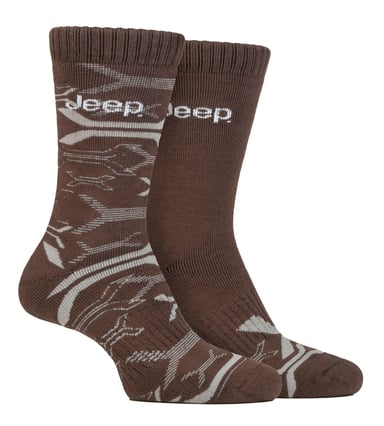 Calcetines para hombre Bamboo Work Boot | Jeep | Suaves y transpirables Calcetines gruesos acolchados para trabajo pesado, Calcetines de punto estilo acanalado para caminar - Caqui / Piedra