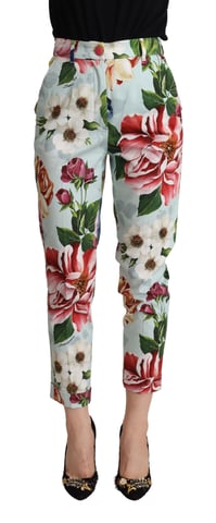 Pantalones Recortados Tapered de Cintura Alta con Estampado Floral