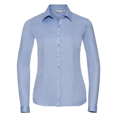 Russell Collection Womens/Ladies Herringbone Long-Sleeved Formal Shirt (Light Blue)