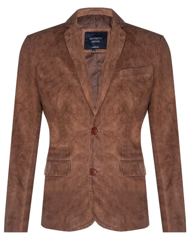 Chaqueta Blazer de Ante Abrigo de Cuero Italiano Suave