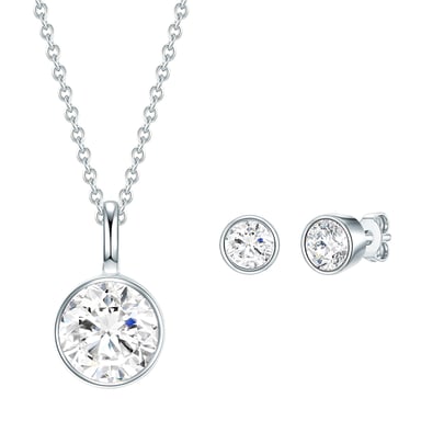 Set (necklace + stud earring) sterling silver embellished with swarovski crystals® white Rafaela Donata