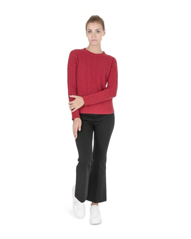 Crown Of Edinburgh Cashmere Pull Col Rond Femme Coe 0033 Rouge