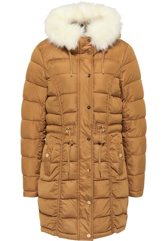 faina quilted coat with faux fur caspio