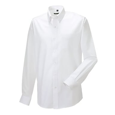 Russell Collection Mens Long Sleeve Easy Care Oxford Shirt (White)
