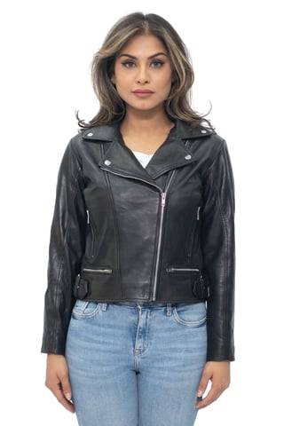Chaqueta de cuero estilo motero para mujer - Estocolmo