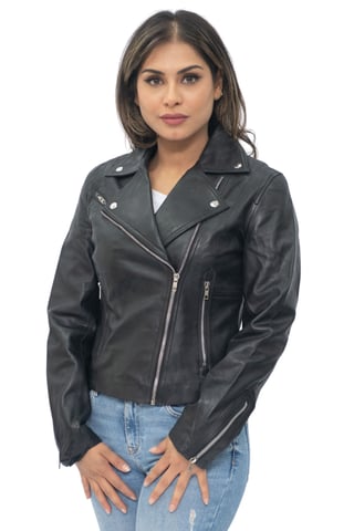 Chaqueta de cuero para mujer estilo motero - Zanzíbar