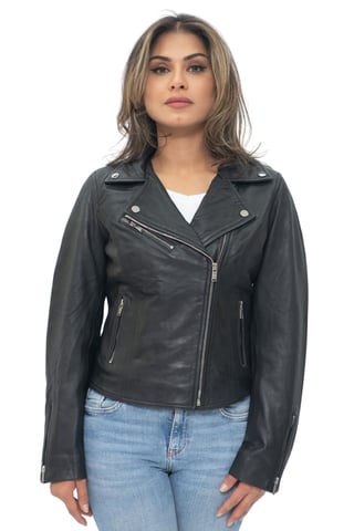 Chaqueta clásica de cuero para mujer de Brando Biker - Baku
