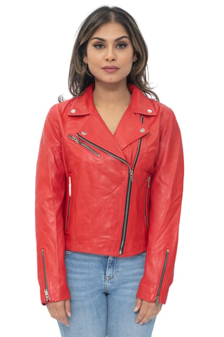 Chaqueta clásica de cuero para mujer de Brando Biker - Baku