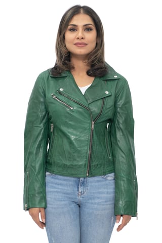 Chaqueta clásica de cuero para mujer de Brando Biker - Baku