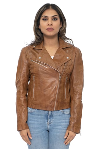 Chaqueta de cuero para mujer estilo motero - Zanzíbar