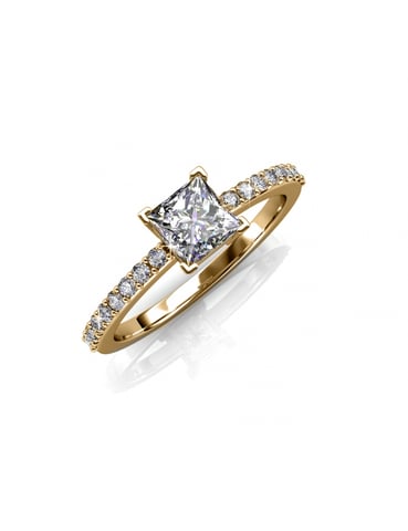 Anillo Cuadrado Simple - Oro y Cristal
