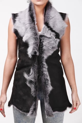 Chaleco largo de piel de oveja Toscana para mujer - Sorocaba