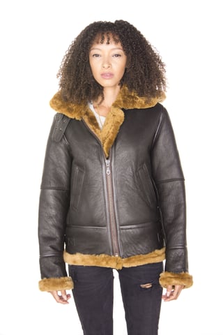 Chaqueta de piel de oveja con capucha para mujer - Palermo