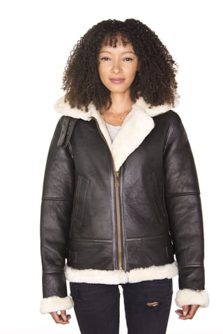 Chaqueta de piel de oveja con capucha para mujer - Palermo