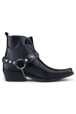 Botas góticas occidentales Winklepicker de cuero negro para hombre