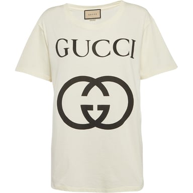 Gucci camiseta blanca de corte slim con logo GG entrelazado