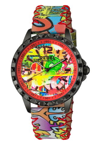 Reloj de cuero con esfera roja Dumbo para mujer Rebel