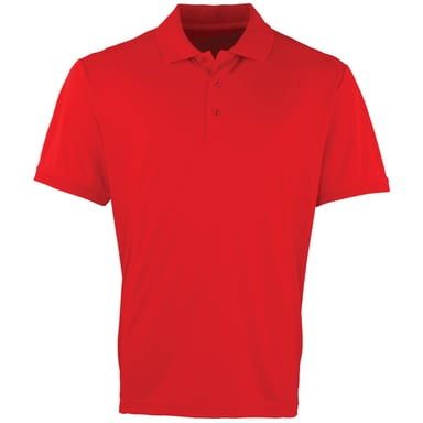 Premier Mens Coolchecker Pique Short Sleeve Polo T-Shirt (Red)