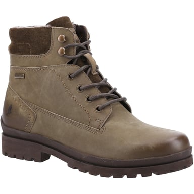 Hush Puppies Womens/Ladies Annay Leather Combat Boots (Khaki)