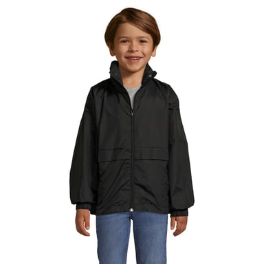 SOLS Childrens/Kids Surf Windbreaker (Black)