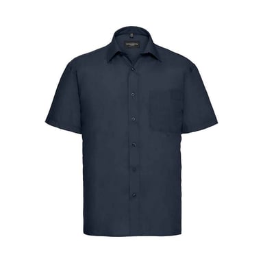 Russell Collection Mens Poplin Easy-Care Short-Sleeved Formal Shirt (French Navy)