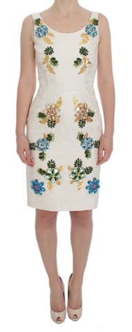 vestido de vestido de cristal brocado blanco de Dolce & Gabbana para mujer