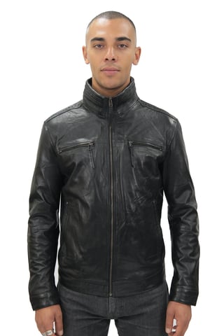 Chaqueta clásica de cuero para motorista de hombre - Caracas
