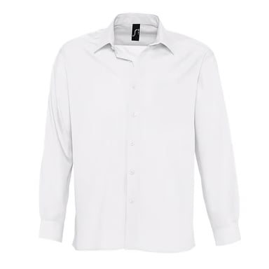 SOLS Mens Baltimore Poplin Long-Sleeved Shirt (White)