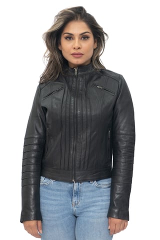 Chaqueta de cuero para mujer estilo motero - Konya