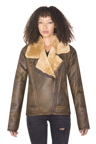 Chaqueta de aviador de piel de oveja B3 para mujer - Bérgamo