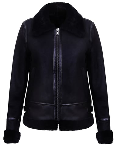 Chaqueta de piel de oveja B3 negra para mujer - Campinas