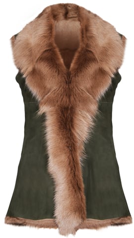 Chaleco largo de piel de oveja Toscana para mujer - Sorocaba