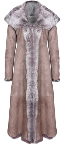 Gabardina de piel de oveja Toscana con capucha y largo completo para mujer - Donetsk