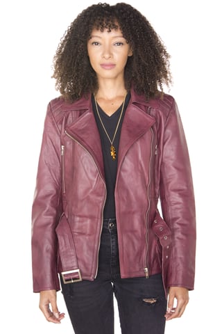 Chaqueta Biker Larga de Cuero para Mujer - Quito
