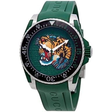 Gucci YA136316 Dive Green Tiger Head Dial Men's Watch
