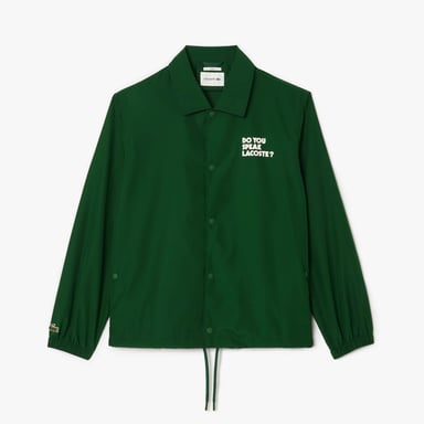 Men's Lacoste Lightweight Showerproof Ripstop Coach Jacket in Green