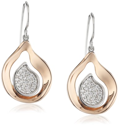 Orphelia Women's 925 Sterling Silver Drop Earrings - Silver/Rose ZO-5194