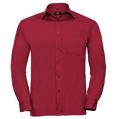 Russell Collection Mens Classic Polycotton Long-Sleeved Shirt (Classic Red)