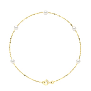 Bracelet - 5 Real Cultured Freshwater Pearls Round 4-5 mm