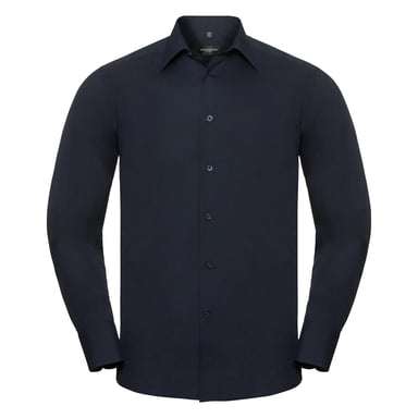 Russell Collection Mens Long Sleeve Poly-Cotton Easy Care Tailored Poplin Shirt (French Navy)